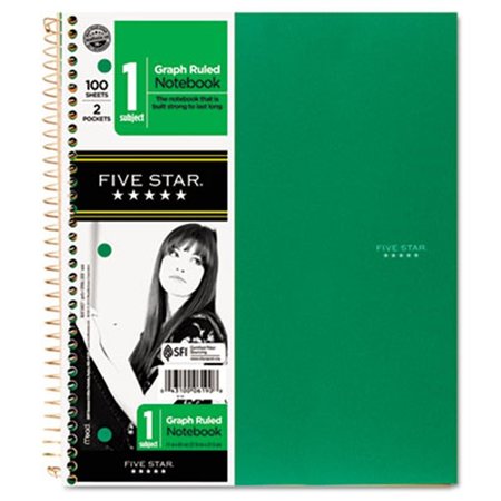 FIVE STAR Wirebound Notebooks- Quad -1-Sub White-8 1/2 x 11-100 Sheets- Assorted FI31562